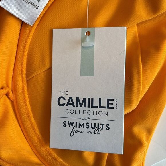 NWT Swimsuits For All GOLD Camille Collection Ribbed One Piece Swimsuit Size L - Picture 9 of 13